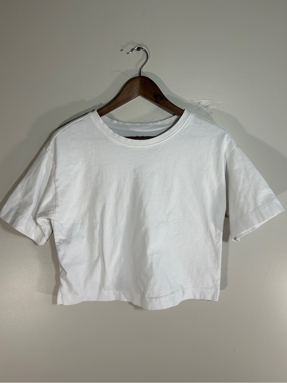 LOFT White Oversized Boxy Cropped Crewneck Tee